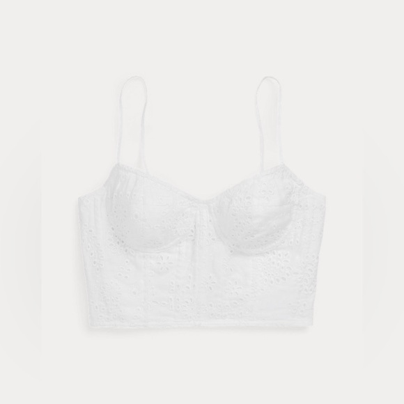 Polo Ralph Lauren® Eyelet Linen Bustier Corset Top - White - 8 - Picture 6 of 7